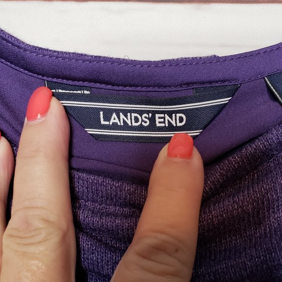 Lands' End Petite Purple Long Sleeve Split Back Top - Picture 4 of 10